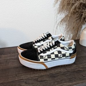 Vans Old School Platform Stacked Sneakers Checkerboard